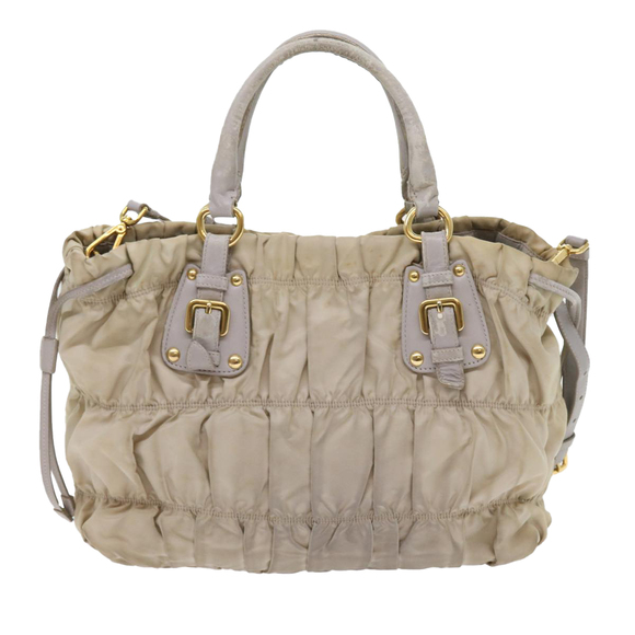 PRADA Hand Bag Nylon 2way Beige Auth ac2285 - Picture 2 of 16
